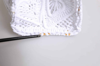 Dolce & Gabbana White Cordonetto Lace Beatrice Tote Shopping Bag by Dolce & Gabbana