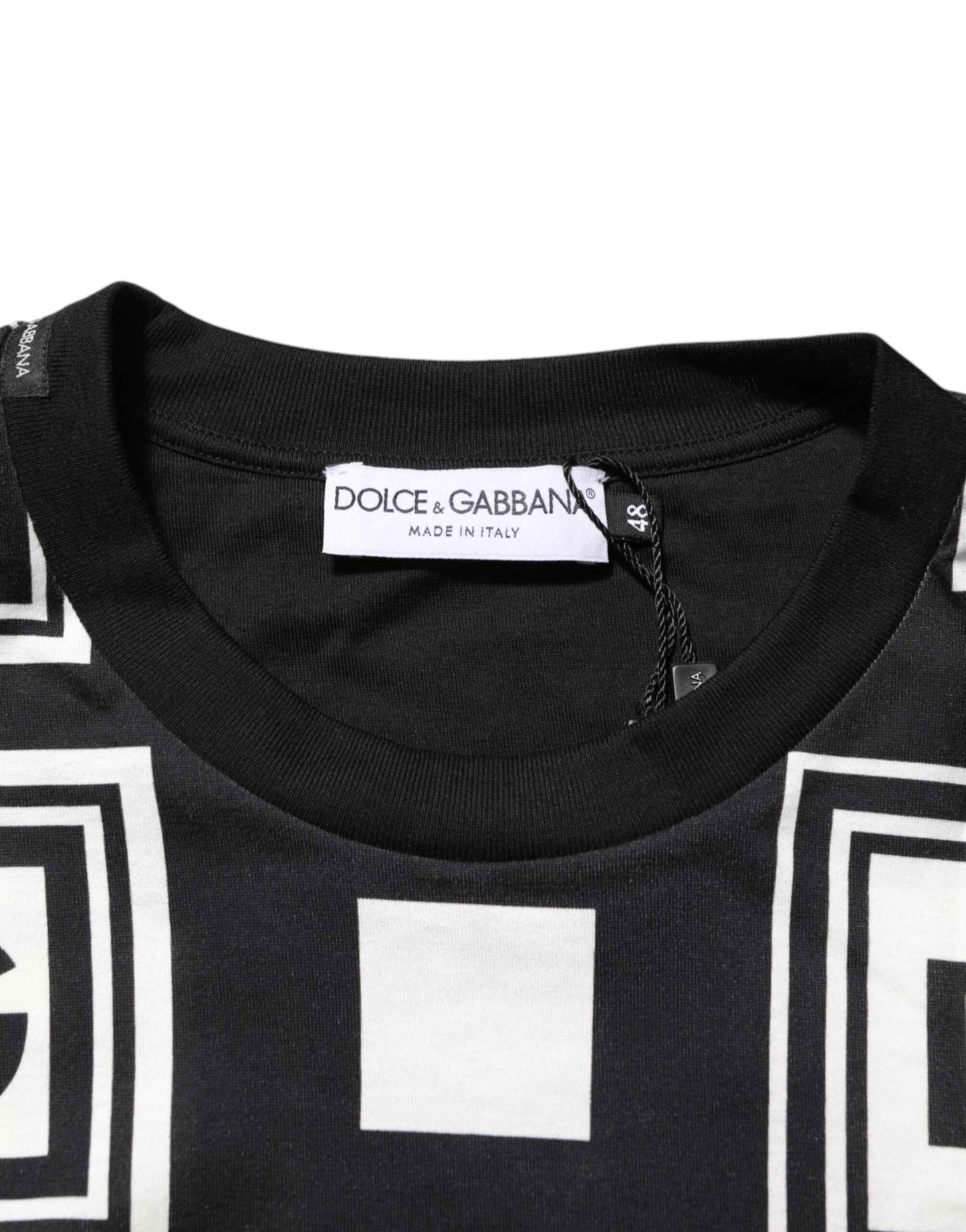 Dolce & Gabbana Black Logo Monogram Cotton Crew Neck T-shirt