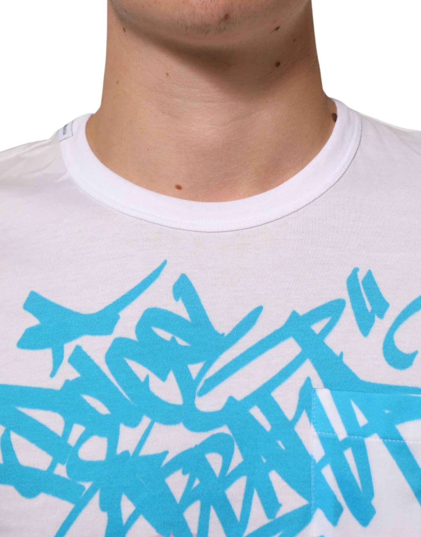 Dolce & Gabbana White Graphic Print Cotton Crew Neck T-shirt
