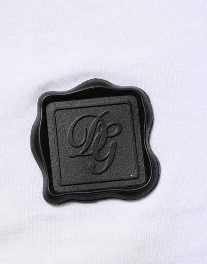 Dolce & Gabbana White Cotton Logo Patch V-neck Tee T-shirt