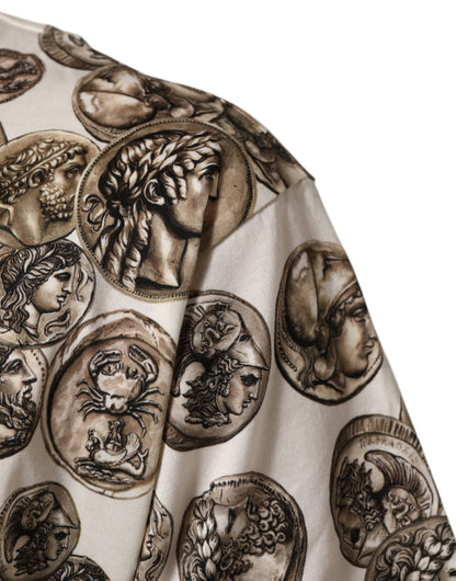 Dolce & Gabbana Coin Print Cotton T Shirt Heren Wit