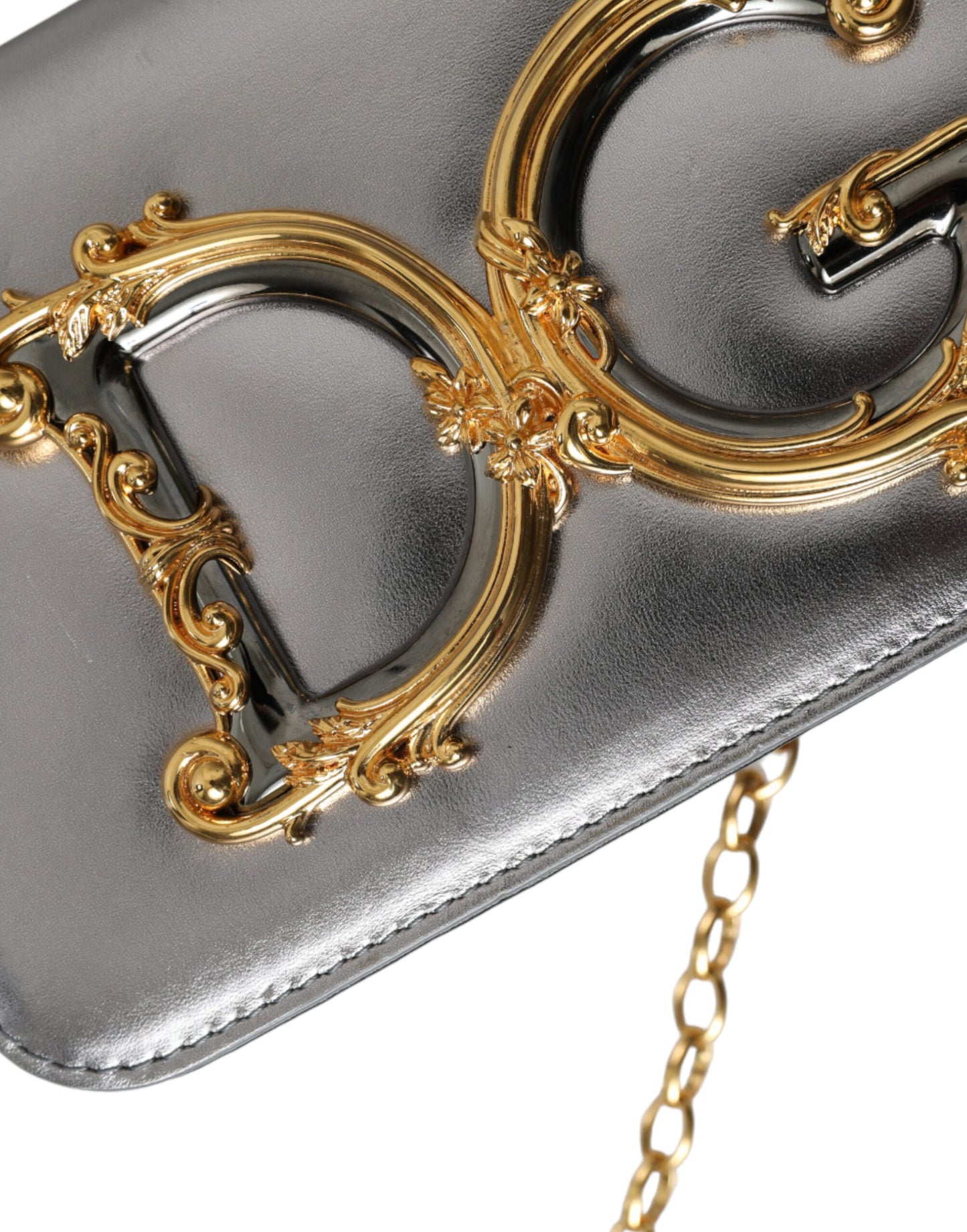 Dolce & Gabbana Metallic Nappa Mini DG Schoudertas Zilver