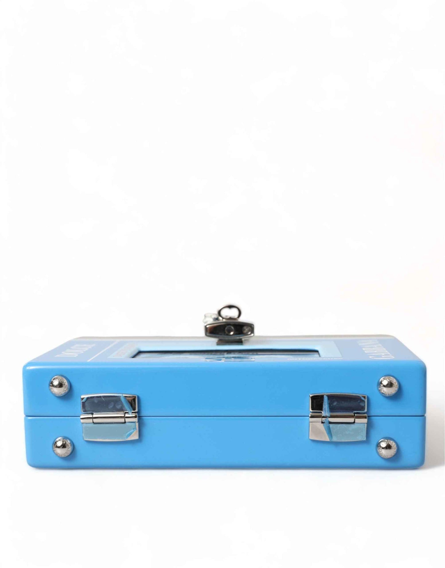 Dolce & Gabbana Blue Silver Wood Walkman Box Clutch Shoulder Borse Bag