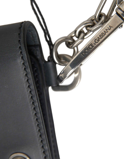 Dolce & Gabbana Black Leather Logo Embossed Mini Bifold Wallet Borse Bag