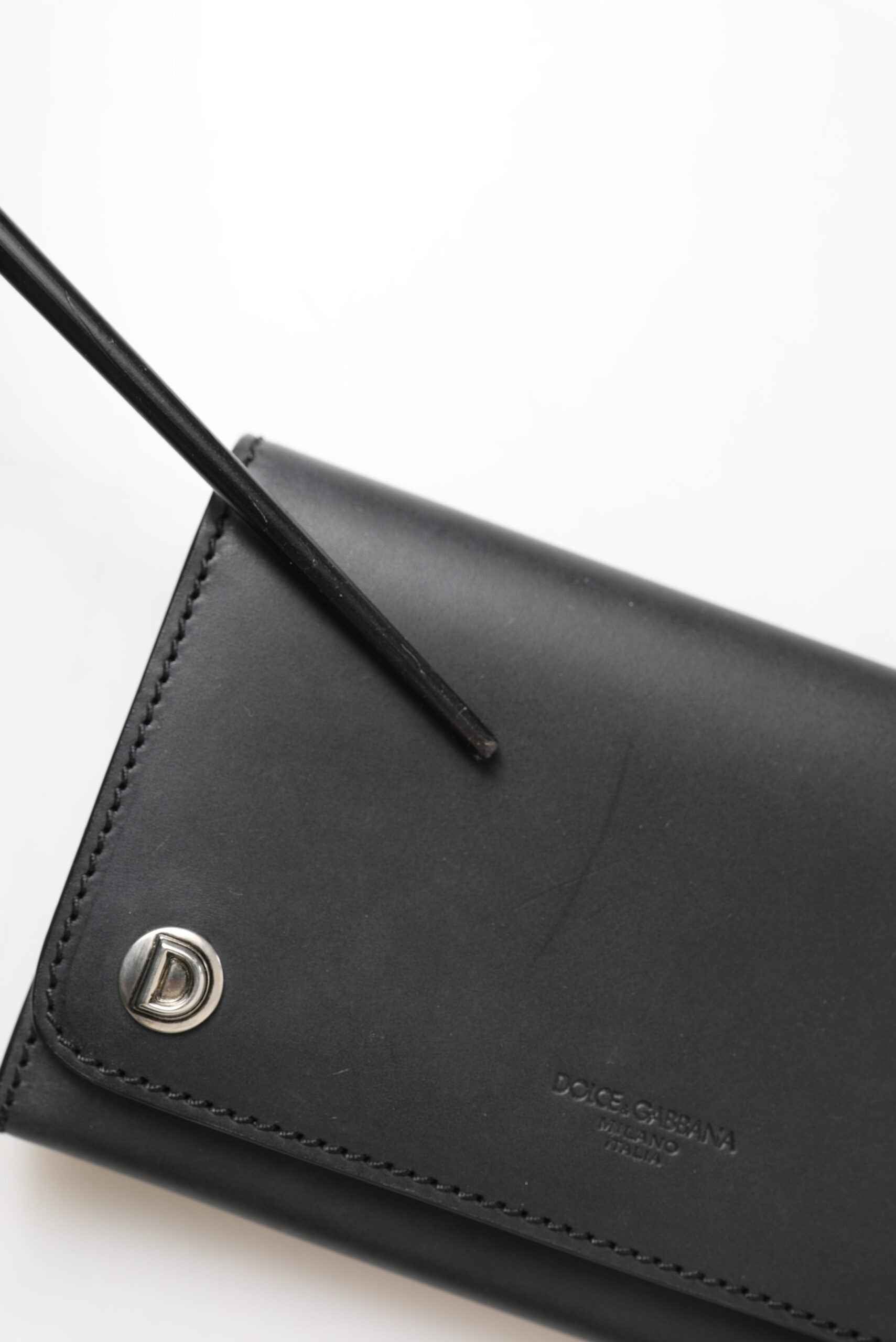 Dolce & Gabbana Black Leather Logo Embossed Mini Bifold Wallet Borse Bag