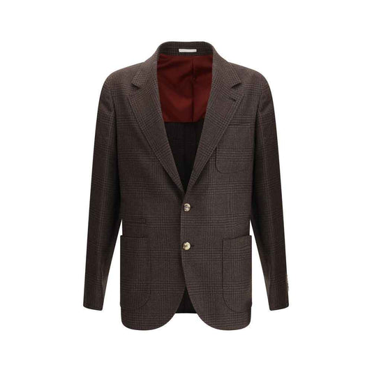 Brunello Cucinelli Prince of Wales Wool Blazer