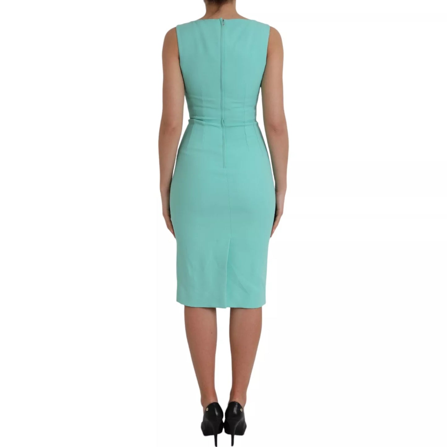 Dolce & Gabbana Groene Viscose Mouwloze Midi Jurk Luxe
