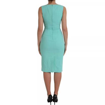 Dolce & Gabbana Groene Viscose Mouwloze Midi Jurk Luxe