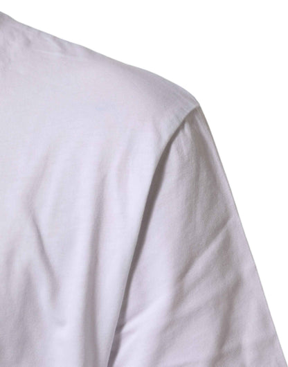 Dolce & Gabbana White Logo Print Cotton Crew Neck T-shirt