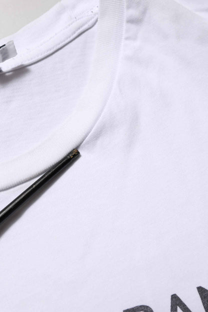 Dolce & Gabbana White Logo Print Cotton Crew Neck T-shirt