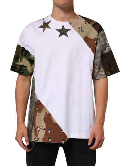 Dolce & Gabbana Katoenen Patchwork Camouflage T Shirt Wit