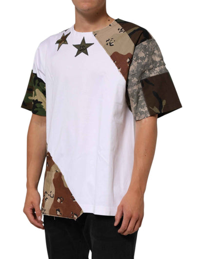 Dolce & Gabbana Katoenen Patchwork Camouflage T Shirt Wit