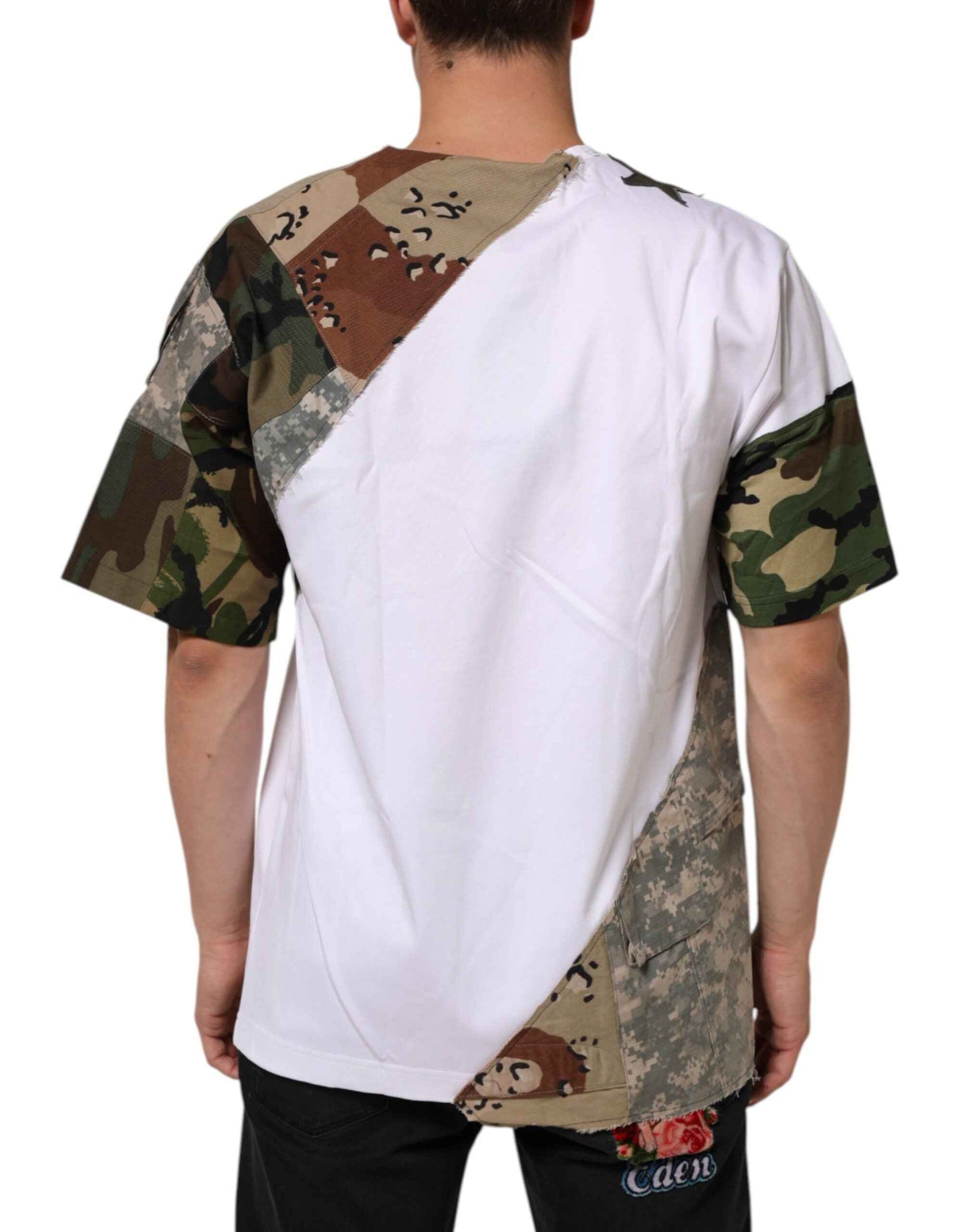 Dolce & Gabbana Katoenen Patchwork Camouflage T Shirt Wit