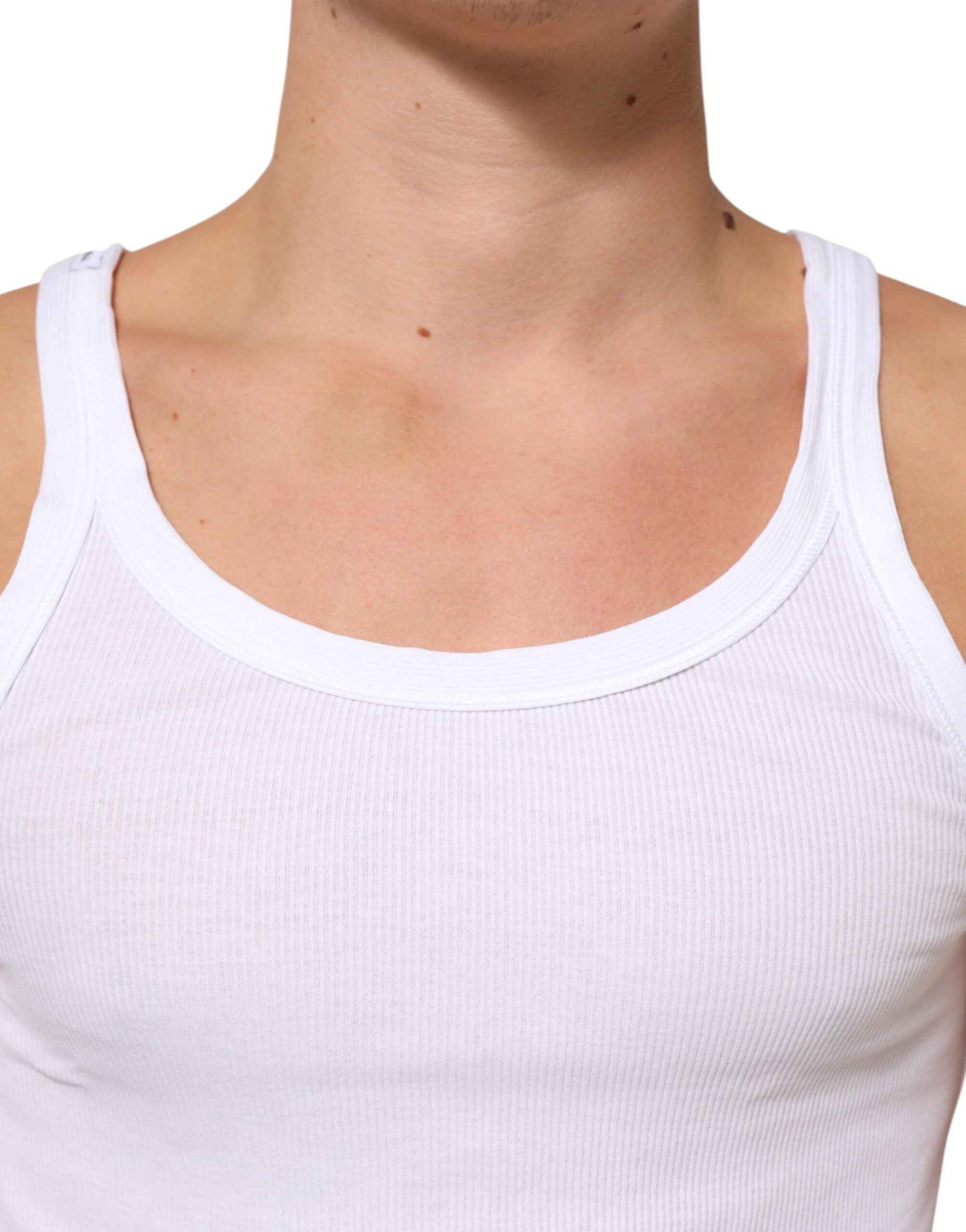 Dolce & Gabbana White Sleeveless Round Neck Tank Top T-shirt