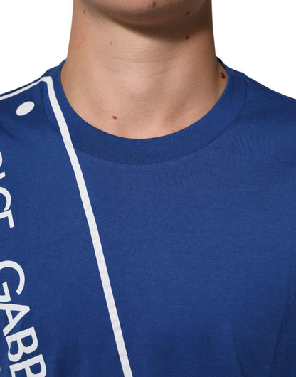 Dolce & Gabbana Blue Logo Print Cotton Crew Neck Men T-shirt