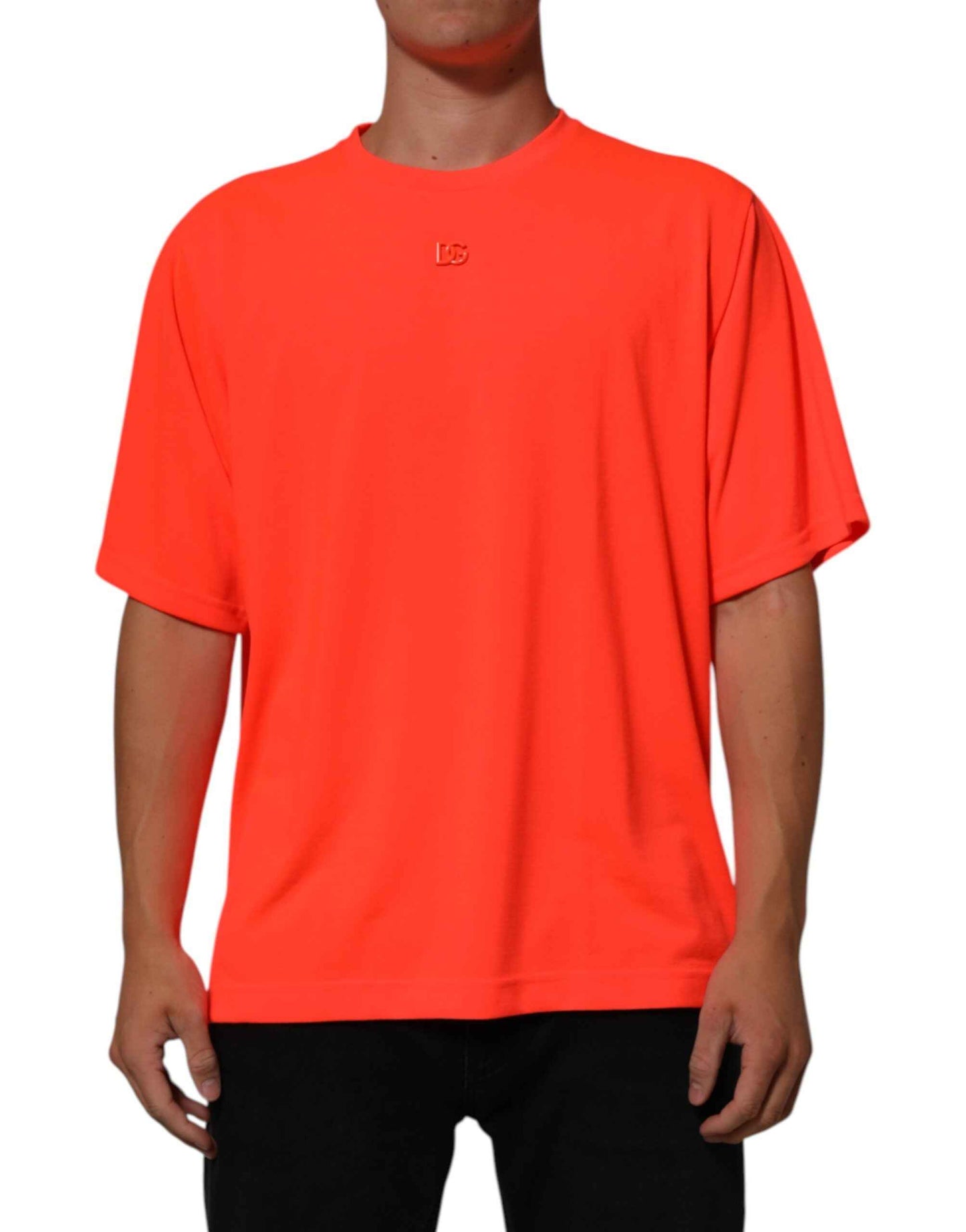 Dolce Gabbana Ronde Hals T Shirt Polyester Neon Oranje