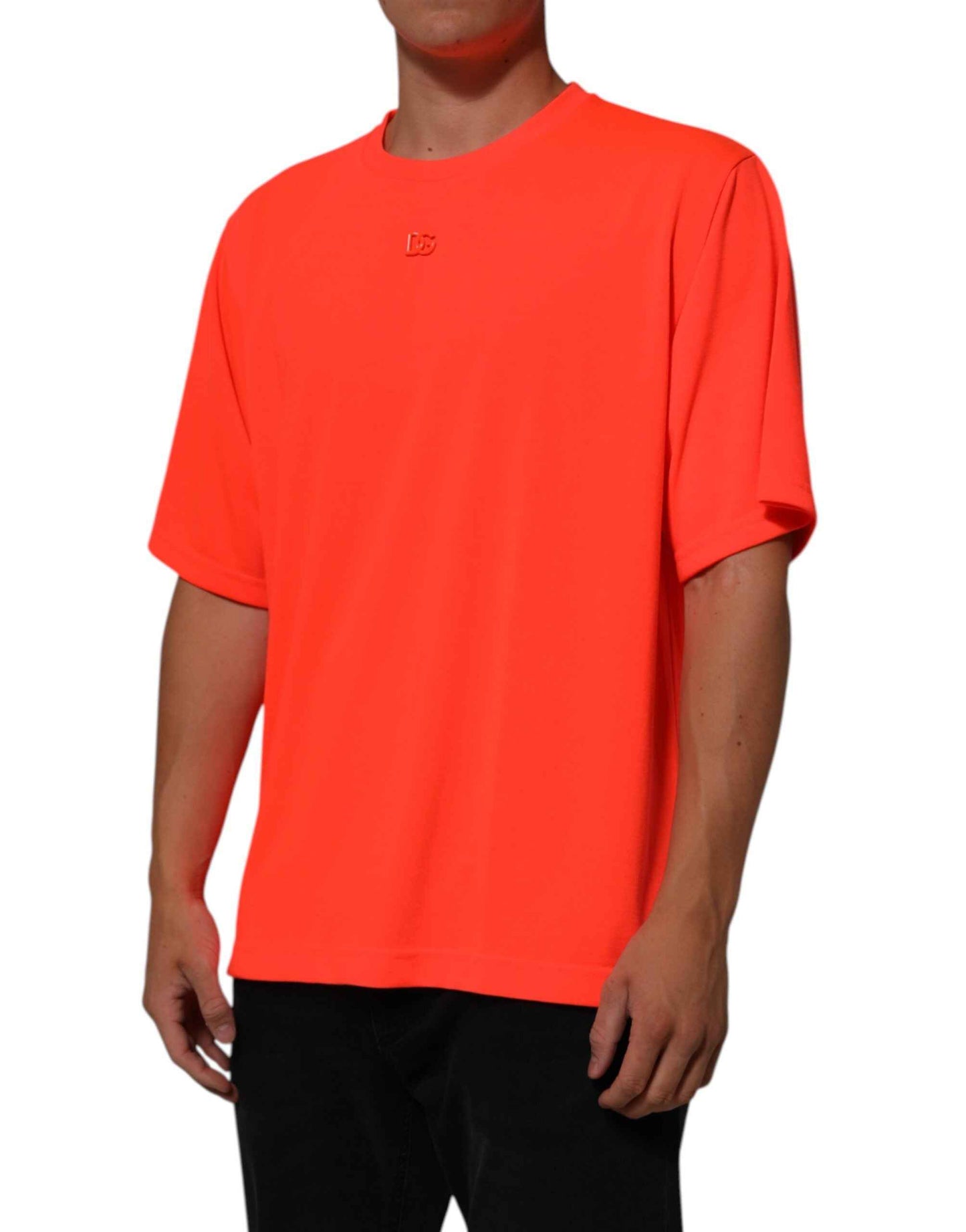 Dolce Gabbana Ronde Hals T Shirt Polyester Neon Oranje