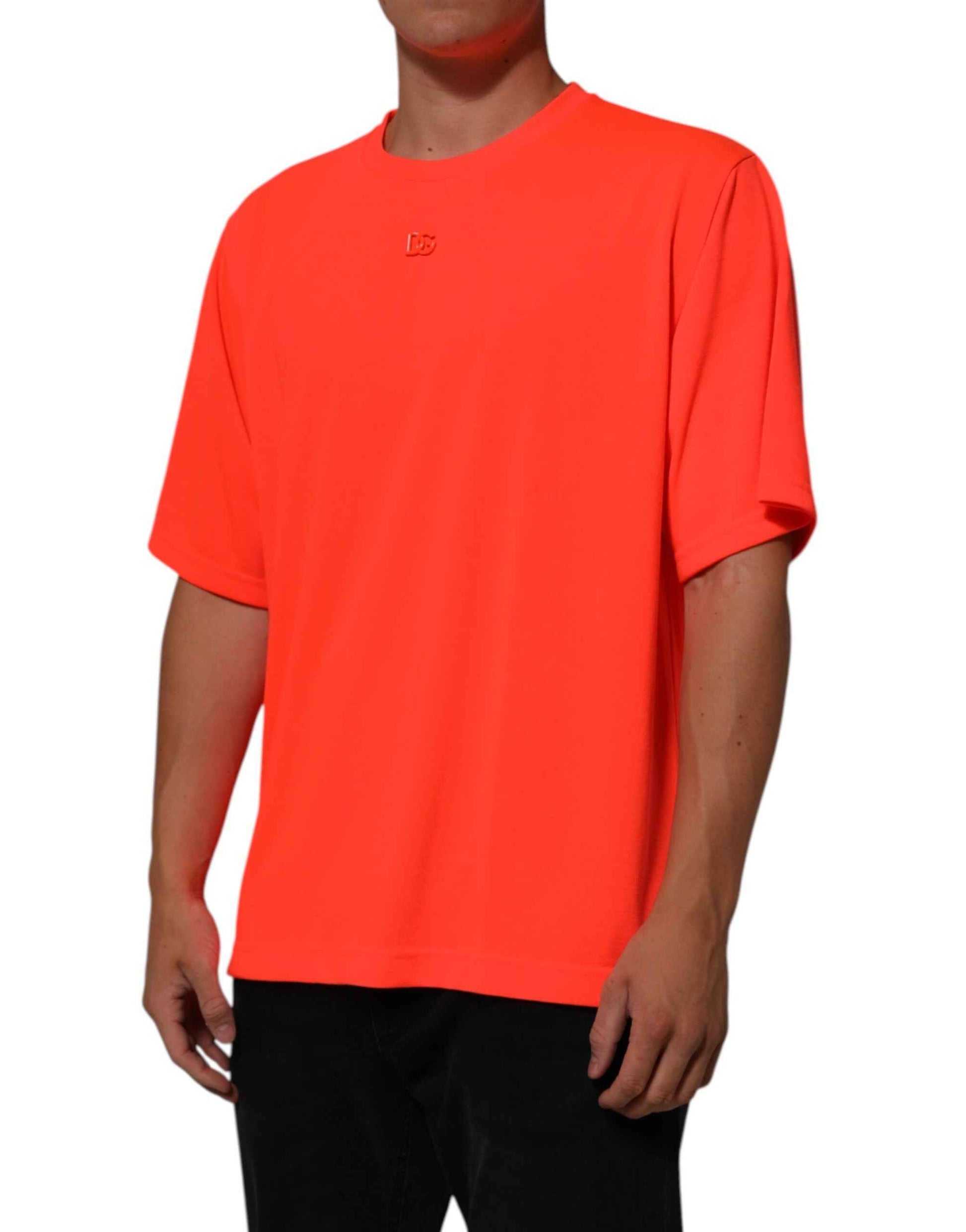 Dolce Gabbana Ronde Hals T Shirt Polyester Neon Oranje