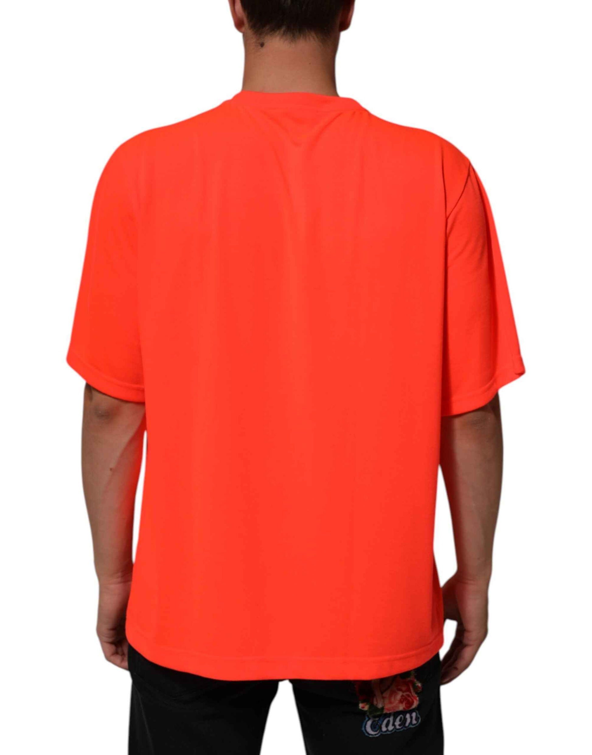 Dolce Gabbana Ronde Hals T Shirt Polyester Neon Oranje