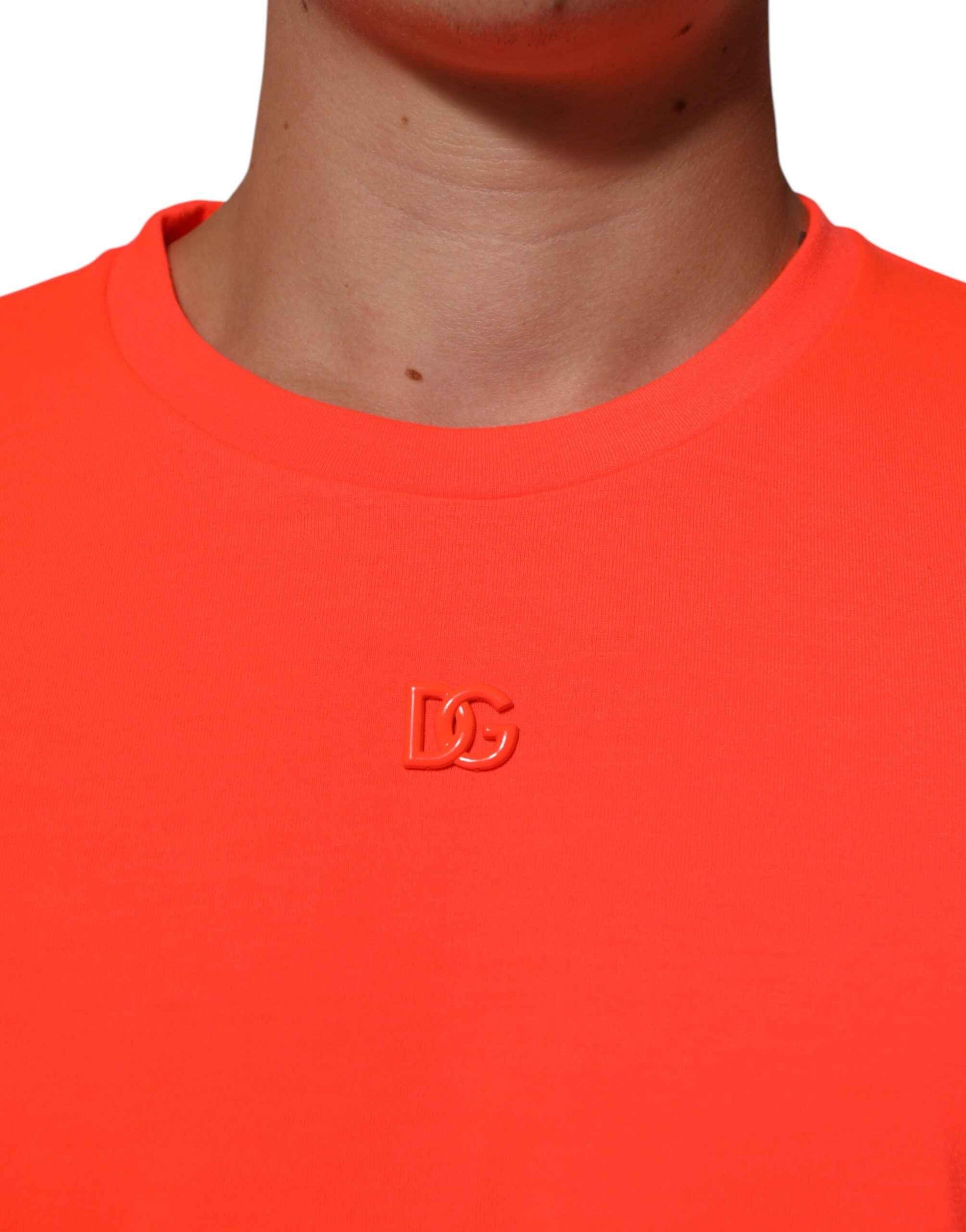 Dolce Gabbana Ronde Hals T Shirt Polyester Neon Oranje