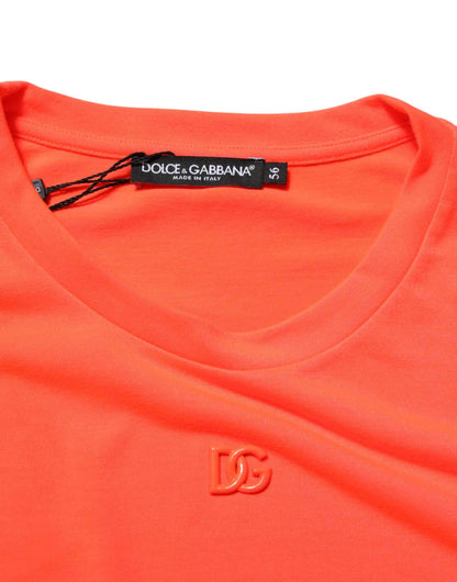 Dolce Gabbana Ronde Hals T Shirt Polyester Neon Oranje