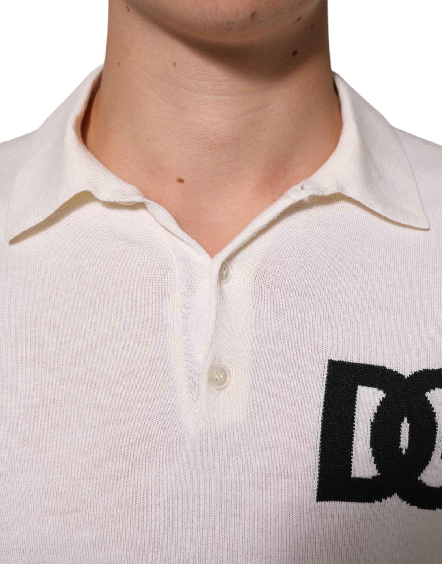 Dolce & Gabbana White Cotton Collared Short Sleeves T-shirt