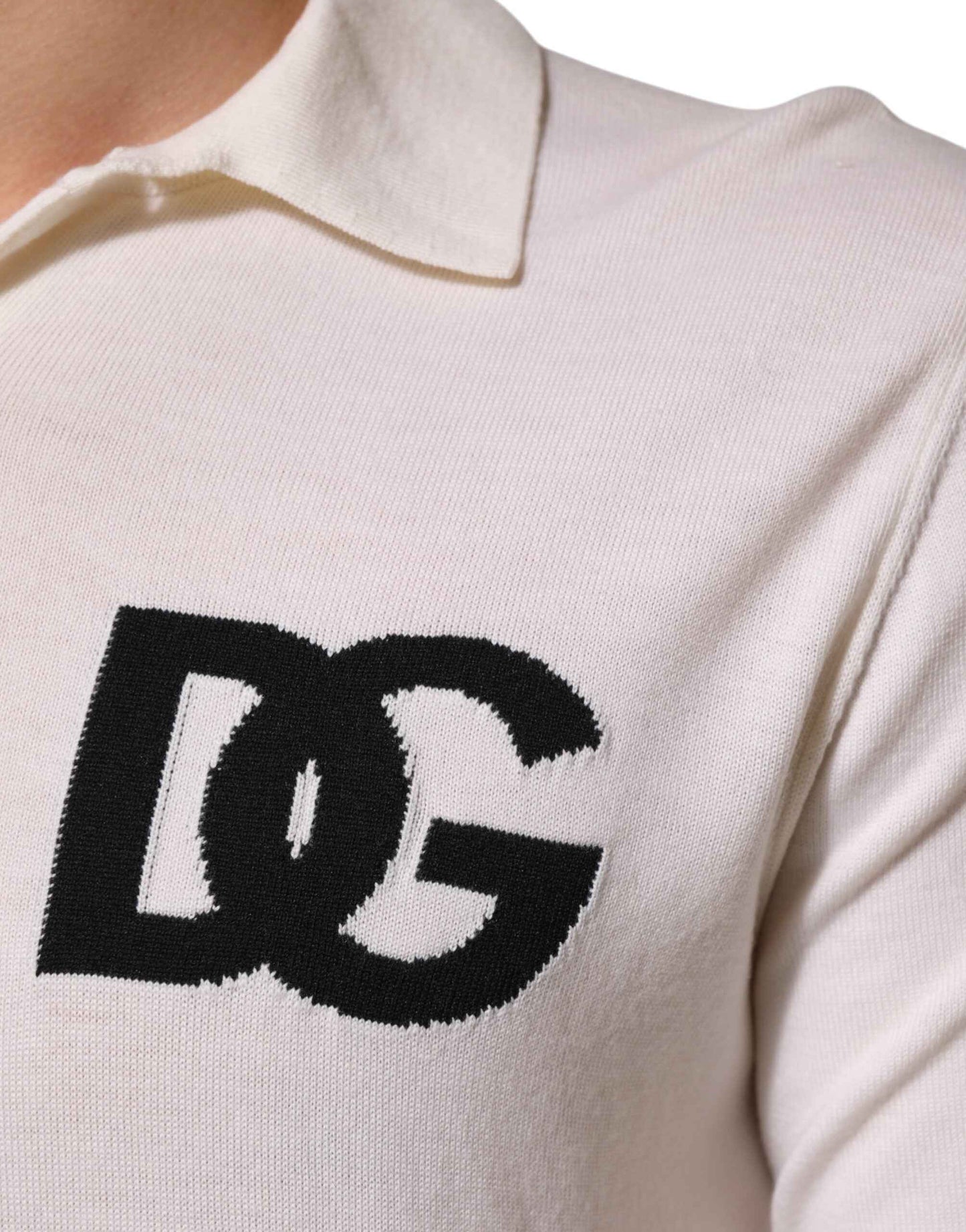 Dolce & Gabbana White Cotton Collared Short Sleeves T-shirt
