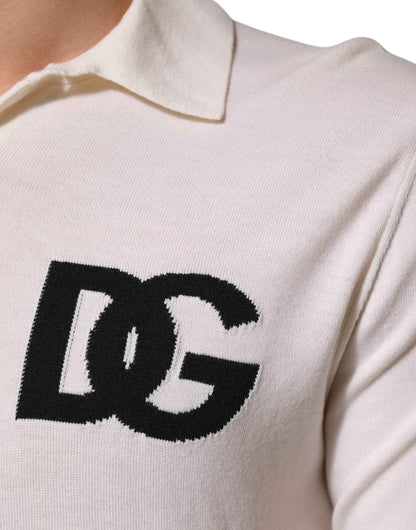 Dolce & Gabbana White Cotton Collared Short Sleeves T-shirt