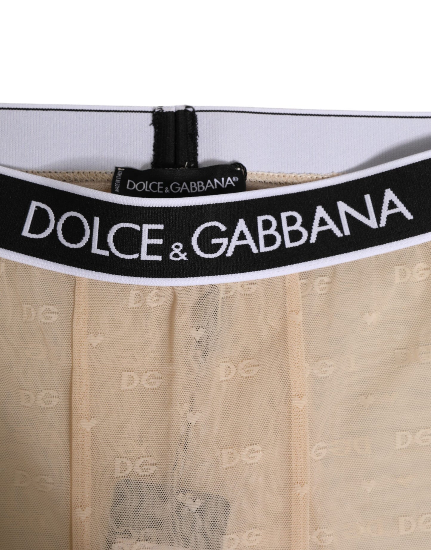 Dolce Gabbana Nylon Kant Leggings Ondergoed Beige Luxe