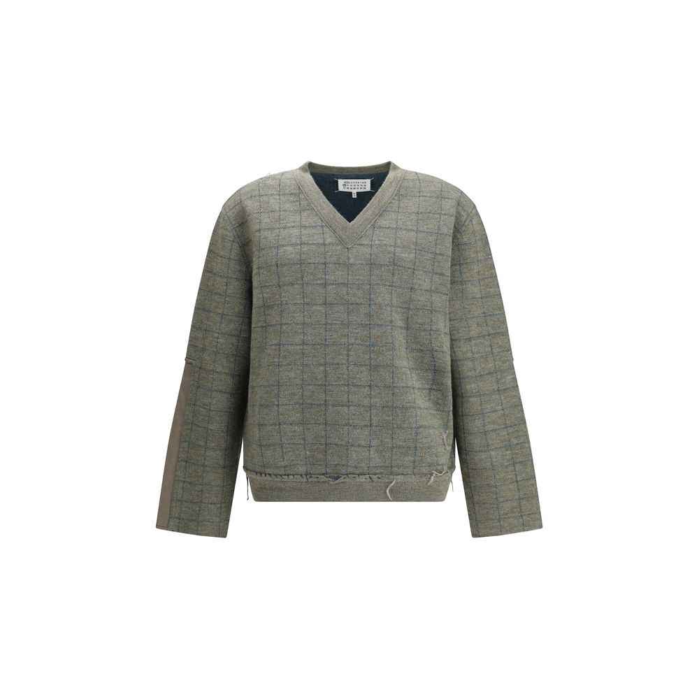 Maison Margiela V-neck Trui Met Gridpatroon Zacht Gebreid