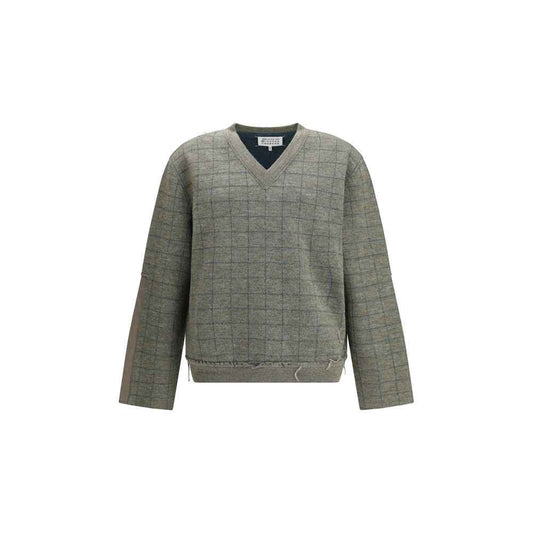 Maison Margiela V-neck Trui Met Gridpatroon Zacht Gebreid