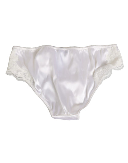 Dolce & Gabbana Slip Zijde Satijn Bloemenkant Wit Lingerie