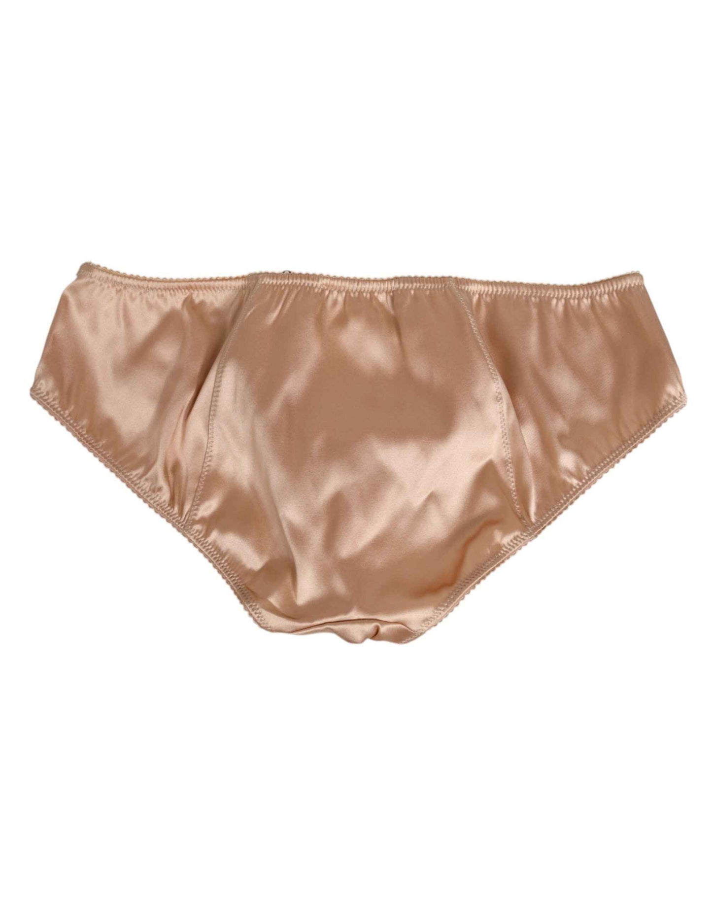Dolce & Gabbana Nude Beige Silk Satin Stretch Bow Briefs Underwear