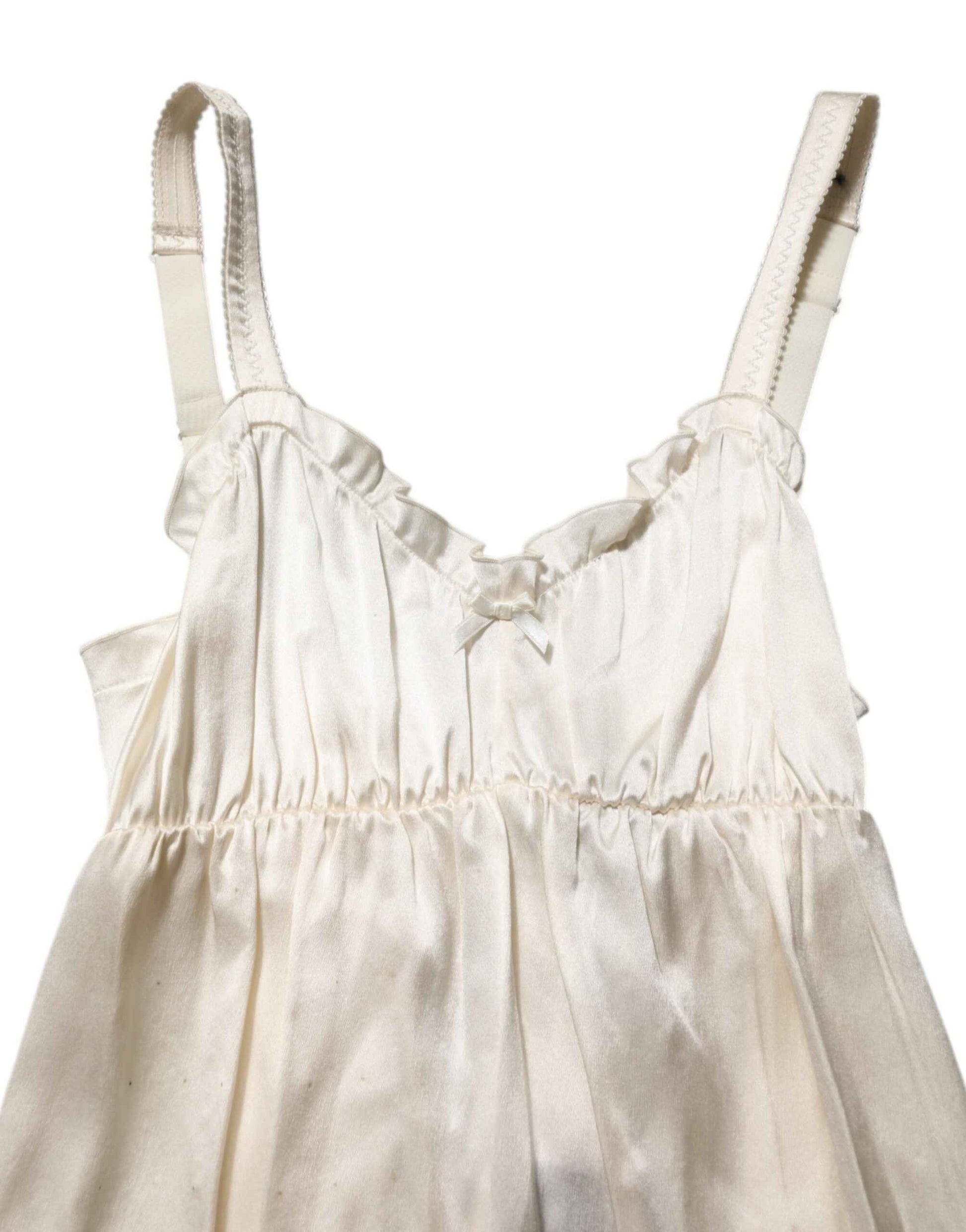 Dolce & Gabbana Ivory Satin Lace Tank Lingerie Top Underwear