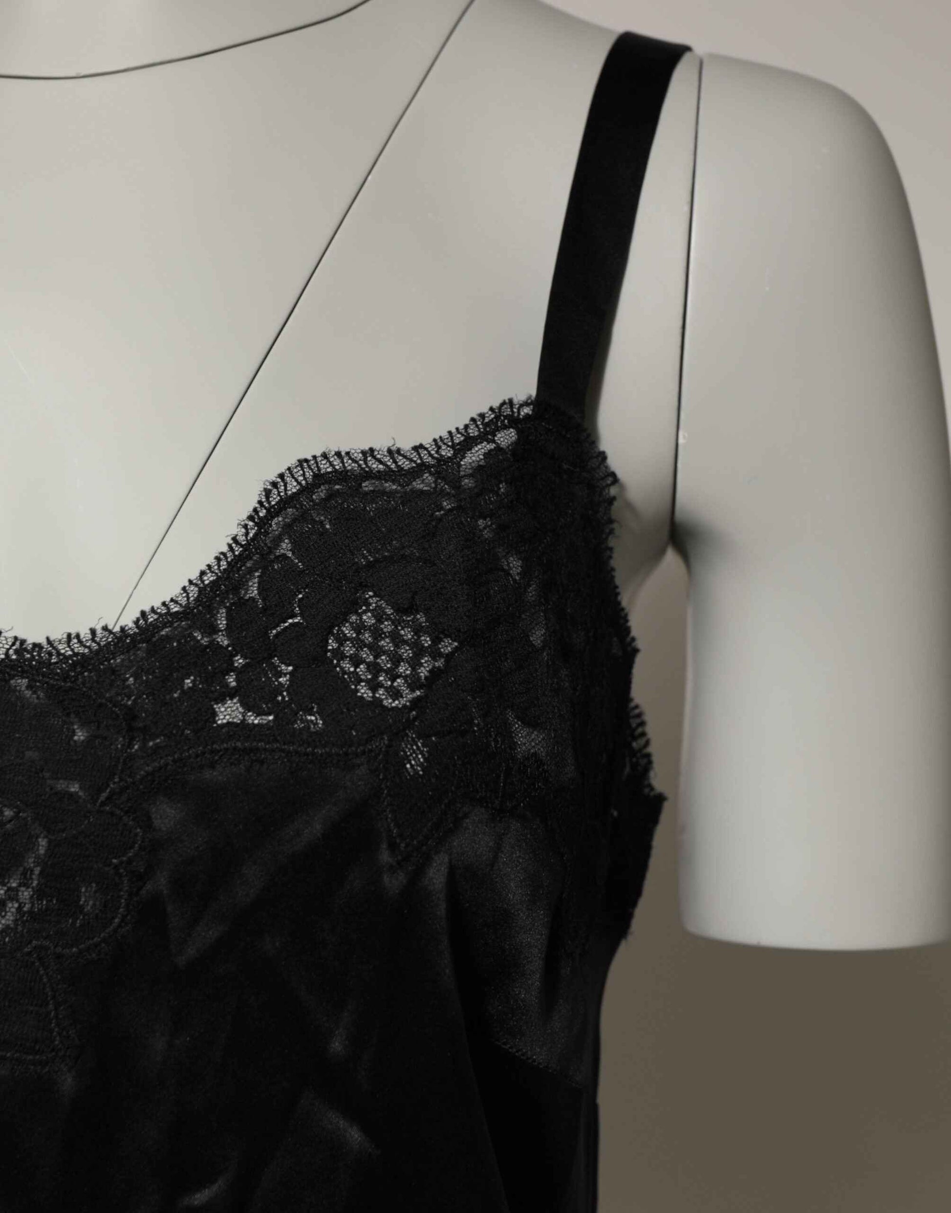 Dolce & Gabbana Black Silk Floral Lace Tank Lingerie Top Underwear