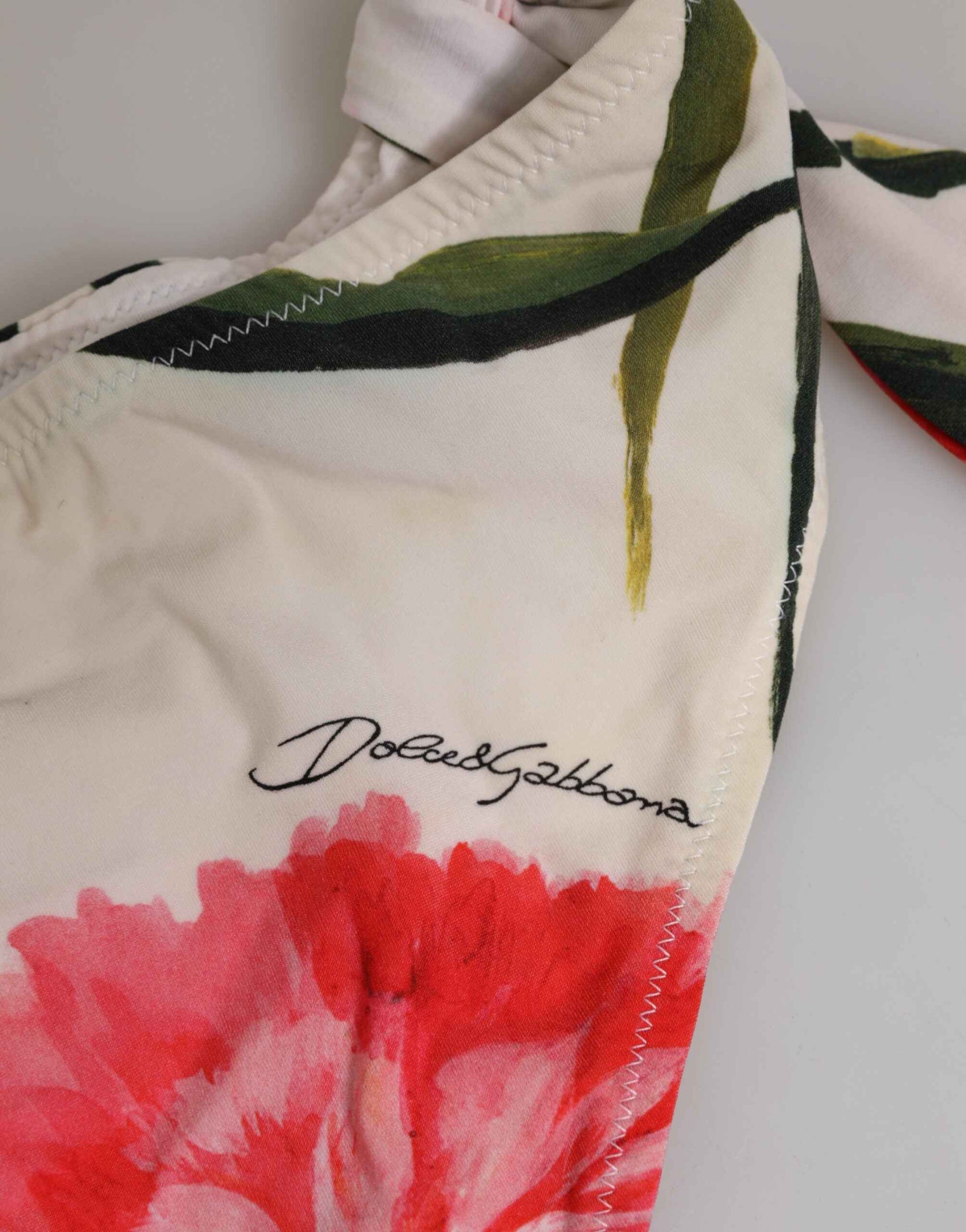 Dolce & Gabbana White Floral Swimsuit 2 Piece Top Bottom Swimwear