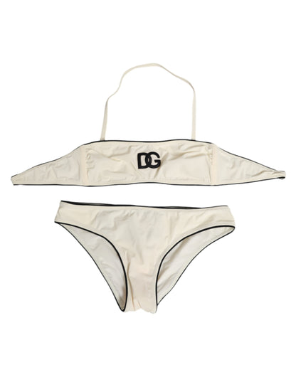 Dolce & Gabbana Band Bikini – Beige Logo Tweedelige Set