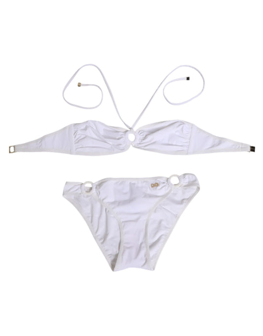 Dolce & Gabbana Band Tweedelige Bikini Logo Wit Set