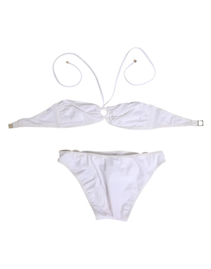 Dolce & Gabbana Band Tweedelige Bikini Logo Wit Set