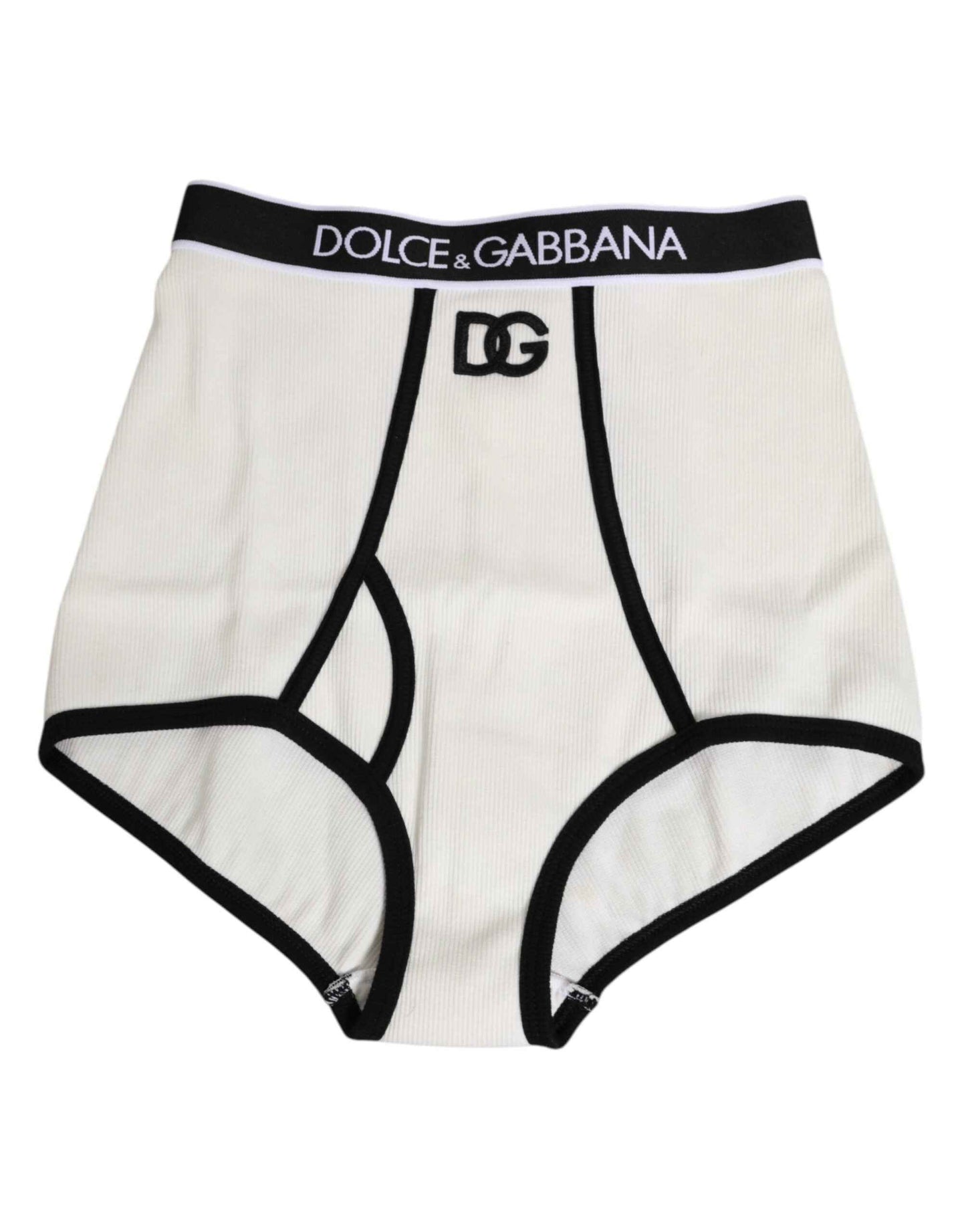 Dolce & Gabbana White Cotton Stretch High Waist Culotte Underwear