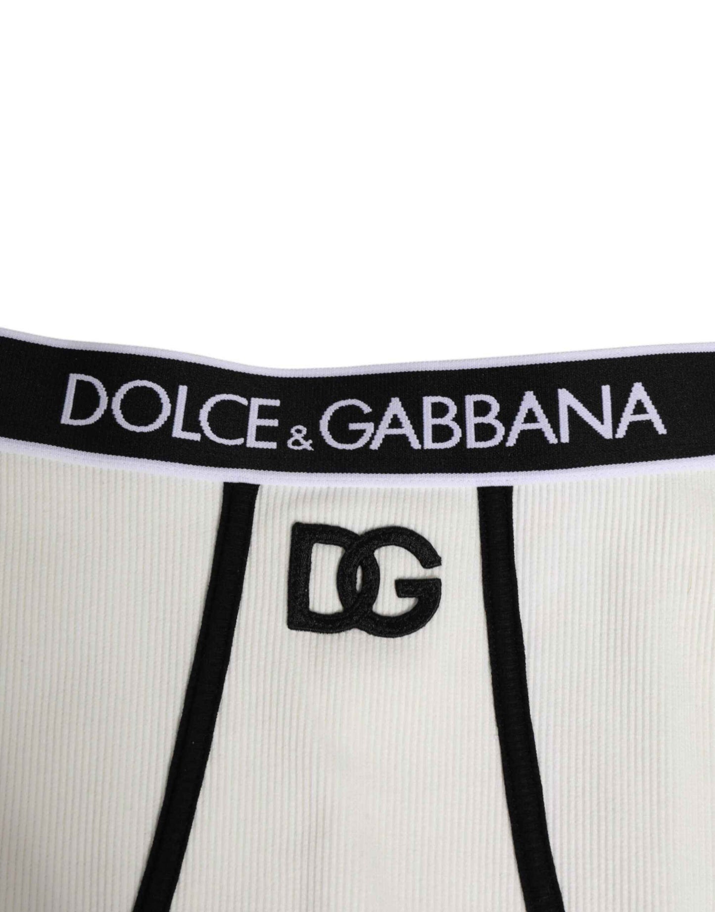 Dolce & Gabbana White Cotton Stretch High Waist Culotte Underwear