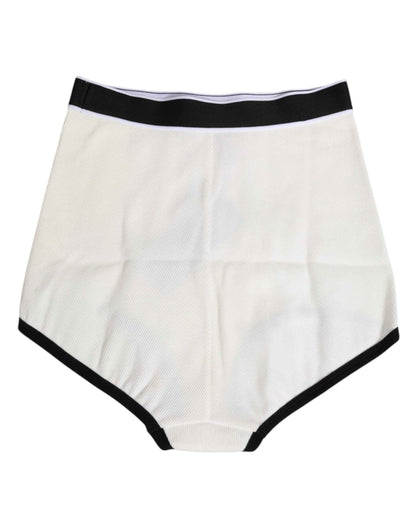 Dolce & Gabbana White Cotton Stretch High Waist Culotte Underwear