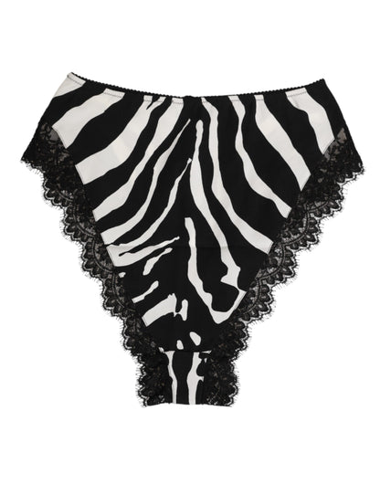 Dolce & Gabbana Hoge Taille Zijde Ondergoed – Zwart Zebra