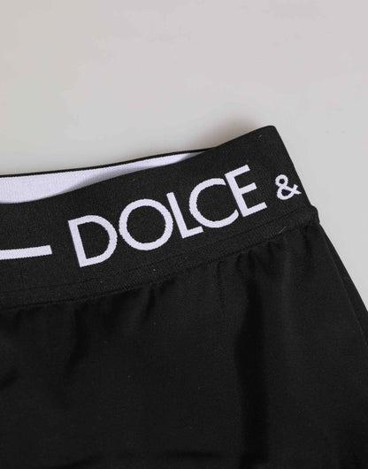 Dolce & Gabbana Black Nylon Logo Waistband Shorts Underwear