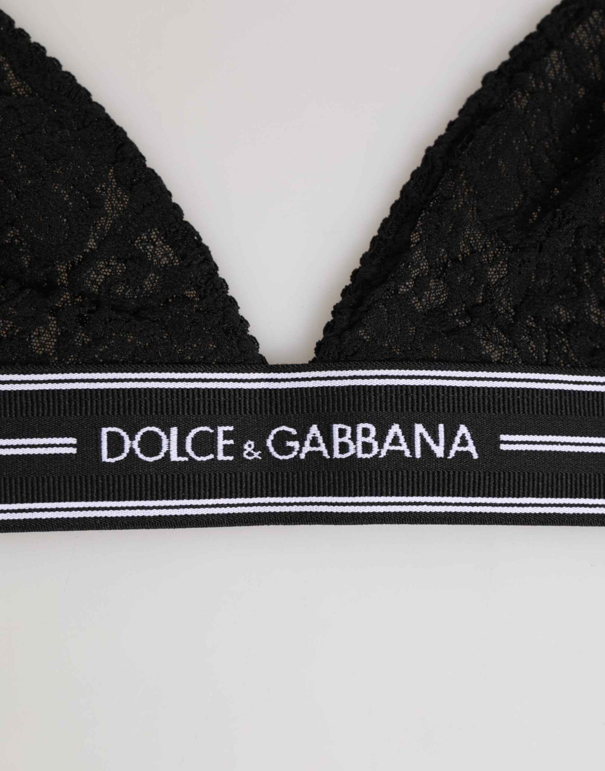 Dolce & Gabbana Black Lace Triangle Bralette Wireless Underwear
