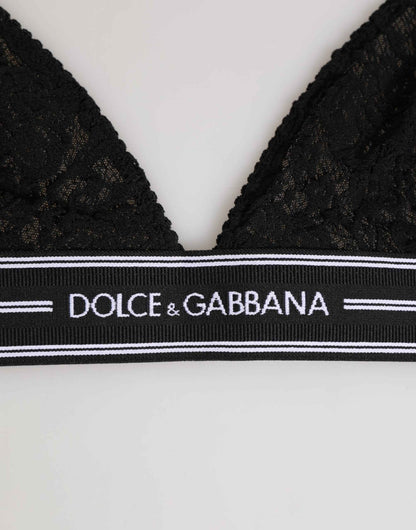 Dolce & Gabbana Black Lace Triangle Bralette Wireless Underwear