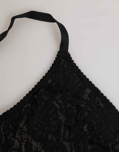 Dolce & Gabbana Black Lace Triangle Bralette Wireless Underwear