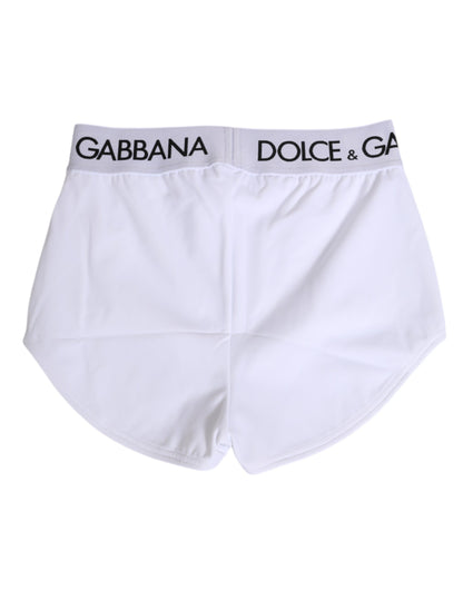 Dolce Gabbana Nylon Shorts Logo Waistband Wit Ondergoed