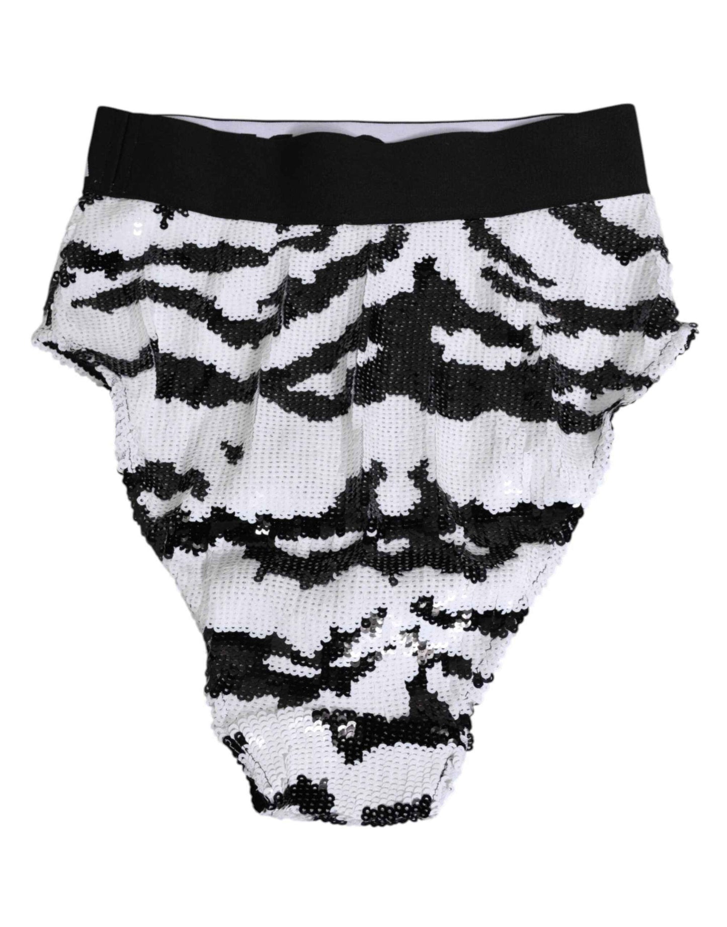 Dolce & Gabbana Black White Sequin High Waist Panty Underwear