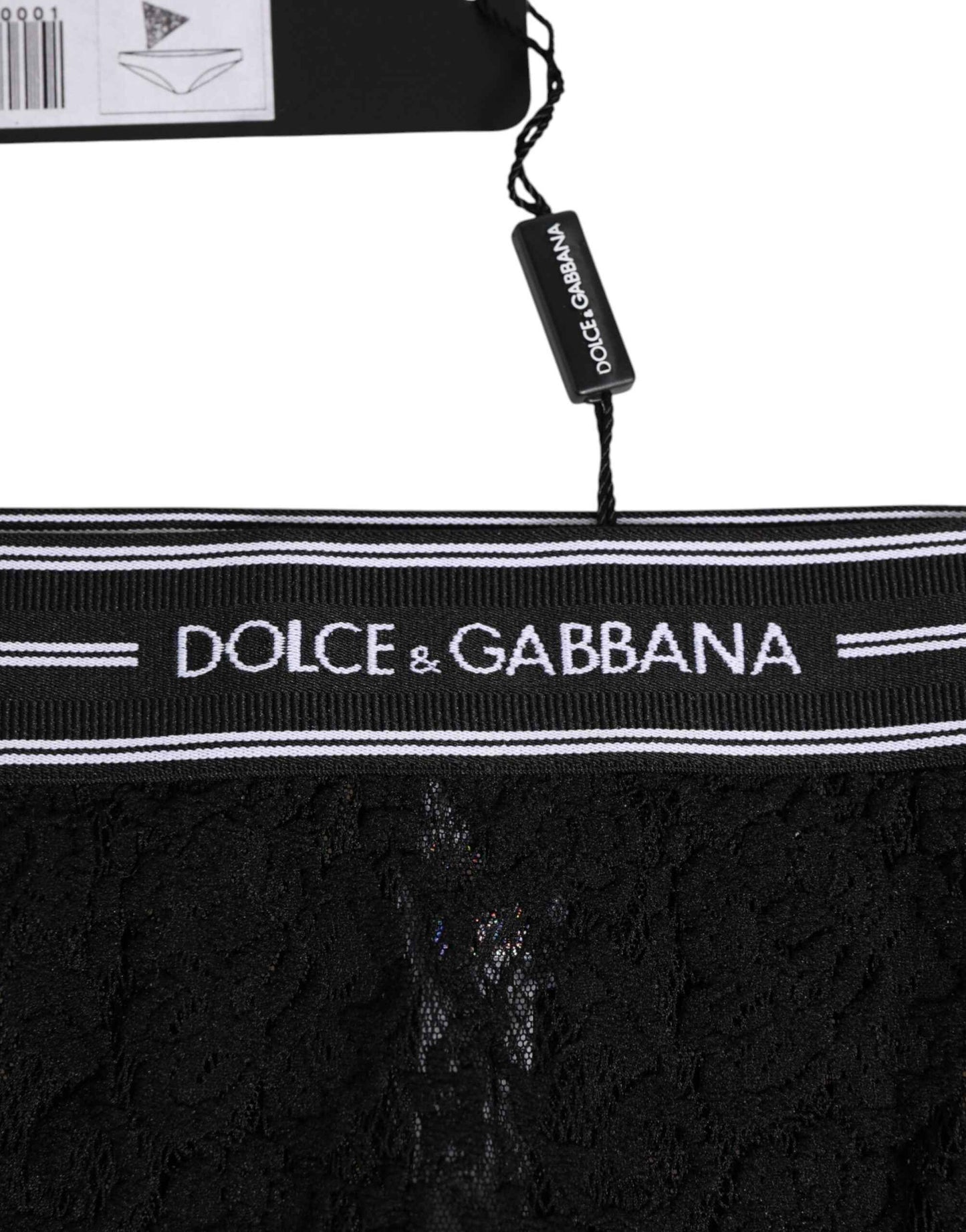 Dolce & Gabbana Hoge Taille Slip Nylon Kant Panty - Zwart
